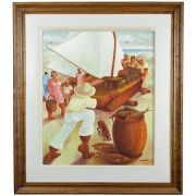 Jaime Mendes - Fishermen Landing Boat With Catch